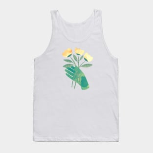 Green hand with yellow flowers for you Tank Top